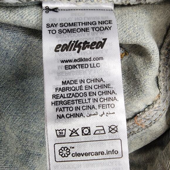 NWT Edikted Wide Leg Jean LARGE 32x30 Cotton Light Blue Denim Bow Pocket Relaxed - Picture 16 of 16